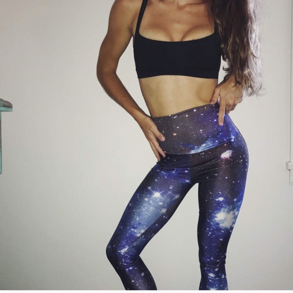 High-Waisted Galaxy Space Leggings